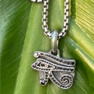 DAVID YURMAN CAIRO EYE OF HORUS AMULET SILVER-BLACK DIAMONDS pendant necklace 26